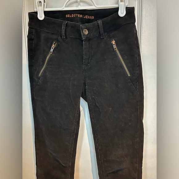 Selected Femme corduroy denim skinny pant-distressed black-bronze color hardware - Picture 5 of 11